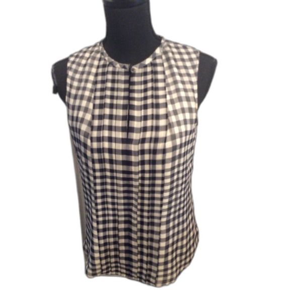 J. Crew Tops - J. Crew Silk Plaid V Neck Sleeveless Top Size 2 Career Womens